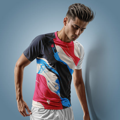 Cool Design Hyparocks Multicolour Layer Printed Half Sleeve Active T-Shirt