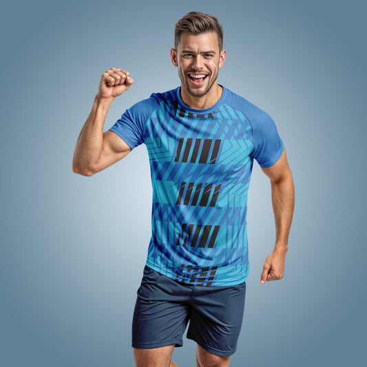 Half Sleeve Stripes Printed Dry-fit T-Shirt