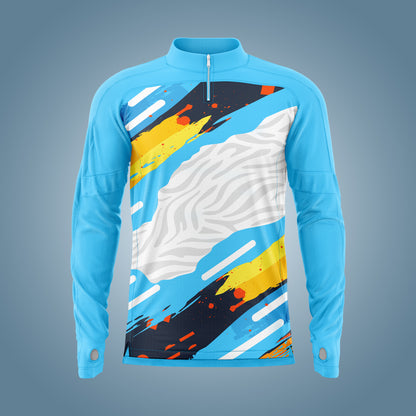 High Neck Graphic Printed Full Sleeve T-Shirt