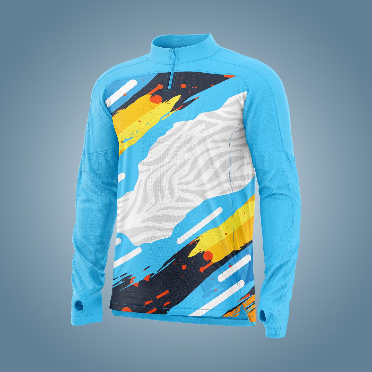 High Neck Graphic Printed Full Sleeve T-Shirt