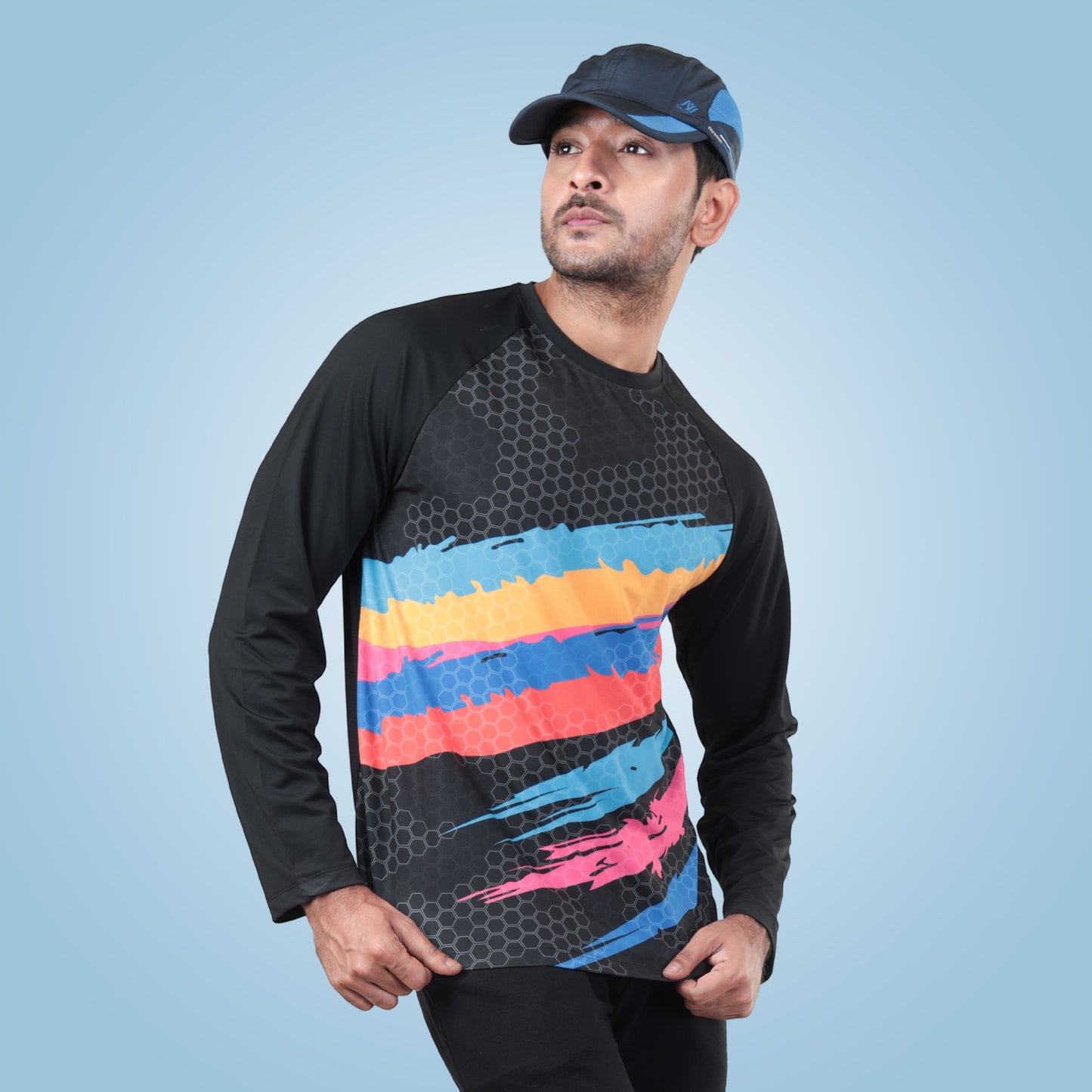 Hyparocks Full Sleeve Black Graphic Printed Dry Fit T-Shirt