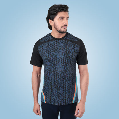 Unique Printed Half Sleeve Round Neck Dry-Fit T-Shirt