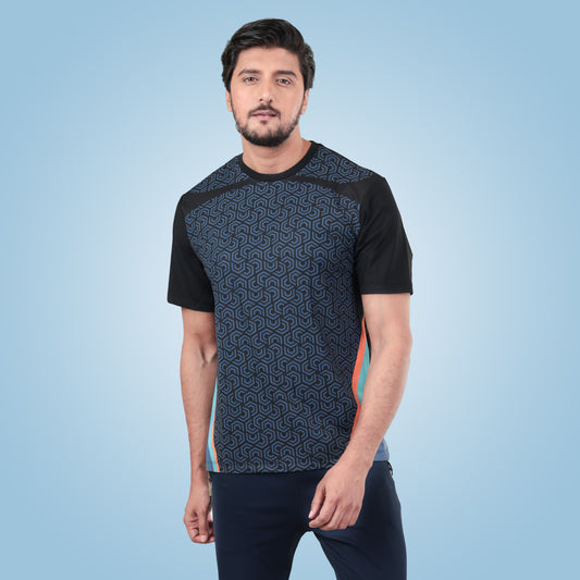 Unique Printed Half Sleeve Round Neck Dry-Fit T-Shirt