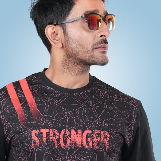 Hyparocks Stronger Black Graphic Printed Super Dry Active T-Shirt