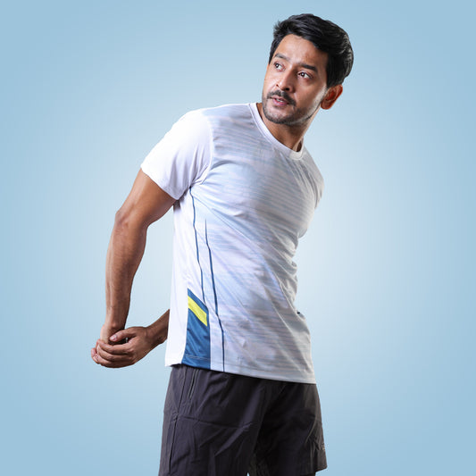 Hyparocks White Half Sleeve Active T-Shirt